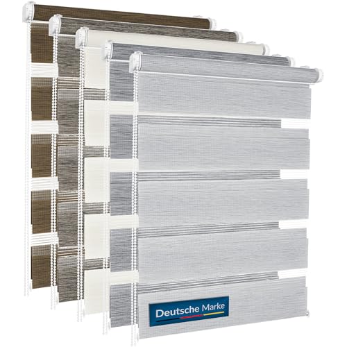 TEXMAXX® Doppelrollo Klemmfix ohne Bohren - 45x220cm (Stoffbreite 41cm) - Leinen Dunkel-Grau/Rollos für Fenster ohne Bohren/Fensterrollo innen ohne Bohren/Doppelrollo ohne Bohren inkl. Zubehör von TEXMAXX
