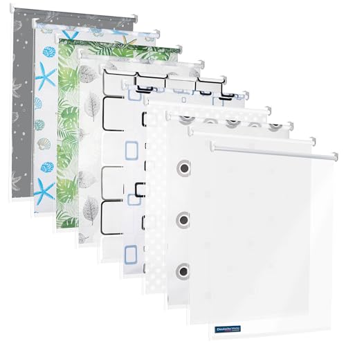 TEXMAXX® Duschrollo für Badewanne mit Seitenzug - Verschiedene Breiten/Duschvorhang Badewanne/Badewannenvorhang/Badewanne Vorhang - 70cm breit x 240cm inkl. Zubehör - Motiv grüne Blätter von TEXMAXX