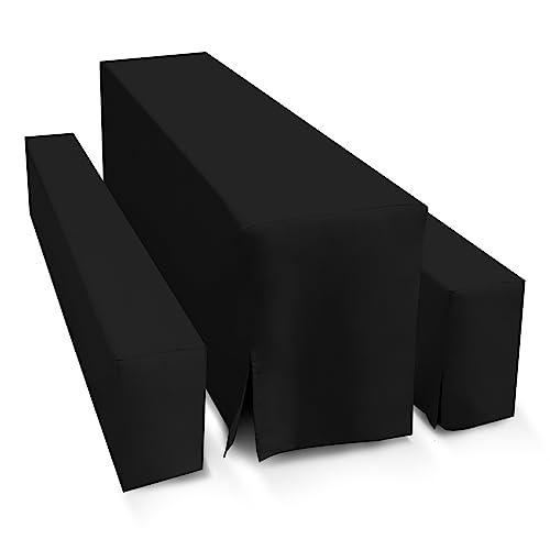 TEXMAXX® Hussen Bierzeltgarnitur 3-teiliges Set - 50 cm x 220 cm in schwarz / 2 Bierbank Hussen & Biertisch Husse/Tischdecke Biertisch und Bierbank Auflagen/Hussen für Biertisch von TEXMAXX