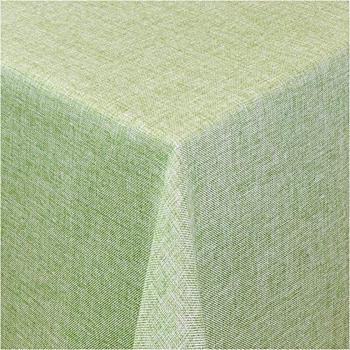 TEXMAXX® Tischdecke abwaschbar eckig - 140 x 100 cm in Grün/Maßgefertigte Tischdecke Leinenoptik/Tischdecke wasserabweisend mit Lotuseffekt/Gartentischdecke mit Fleckschutz von TEXMAXX