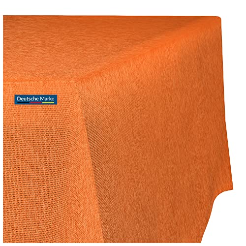 TEXMAXX® Tischdecke abwaschbar eckig - 140 x 240 cm in Orange/Maßgefertigte Tischdecke Leinenoptik/Tischdecke wasserabweisend mit Lotuseffekt/Gartentischdecke mit Fleckschutz von TEXMAXX