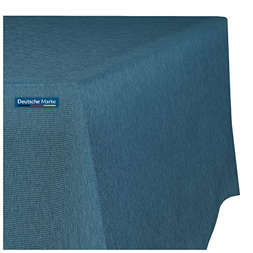 TEXMAXX® Tischdecke abwaschbar eckig - 140 x 310 cm in Blau/Maßgefertigte Tischdecke Leinenoptik/Tischdecke wasserabweisend mit Lotuseffekt/Gartentischdecke mit Fleckschutz von TEXMAXX