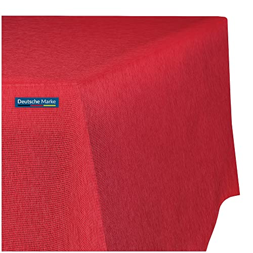 TEXMAXX® Tischdecke Abwaschbar Eckig - 140 x 380 cm in Rot - Maßgefertigte Leinenoptik - Wasserabweisend Mit Lotuseffekt - Gartentischdecke Mit Fleckschutz von TEXMAXX