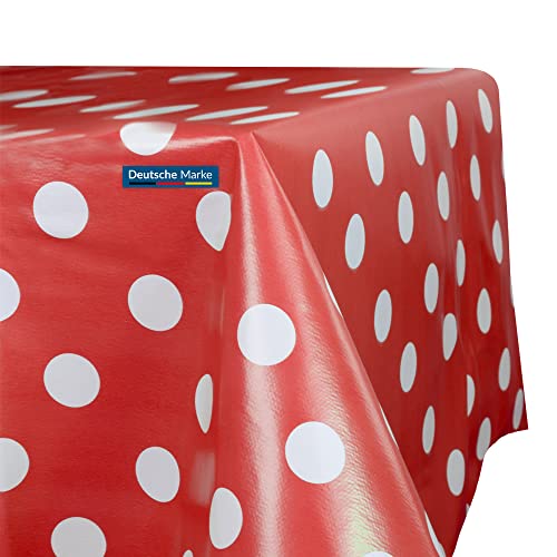 TEXMAXX® Wachstuchtischdecke versch. Größen - 100 x 140 cm/abwaschbare Tischdecke/Wachstischdecke/Wachstuch Tischdecke geeignet als Gartentischdecke - Punkte Muster in Rot-Weiß von TEXMAXX