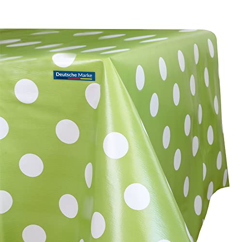 TEXMAXX® Wachstuchtischdecke versch. Größen - 160 x 140 cm/abwaschbare Tischdecke/Wachstischdecke/Wachstuch Tischdecke geeignet als Gartentischdecke - Punkte Muster in Grün-Weiß von TEXMAXX