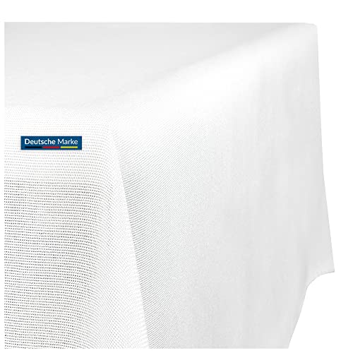 TEXMAXX® Tischdecke abwaschbar eckig - 140 x 340 cm in Weiss/Maßgefertigte Tischdecke Leinenoptik/Tischdecke wasserabweisend mit Lotuseffekt/Gartentischdecke mit Fleckschutz von TEXMAXX