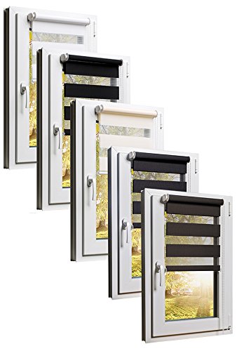 TEXMAXX Doppelrollo Klemmfix ohne Bohren 65 x 220 cm (Stoffbreite 61 cm) in Weiss/Doppelrollo ohne Bohren/Rollos für Fenster ohne Bohren/Klemmfix Rollo von TEXMAXX