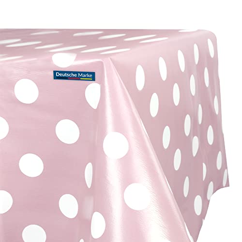 TEXMAXX® Wachstuchtischdecke versch. Größen - 220 x 140 cm/abwaschbare Tischdecke/Wachstischdecke/Wachstuch Tischdecke geeignet als Gartentischdecke - Punkte Muster in Rosa-Weiß von TEXMAXX