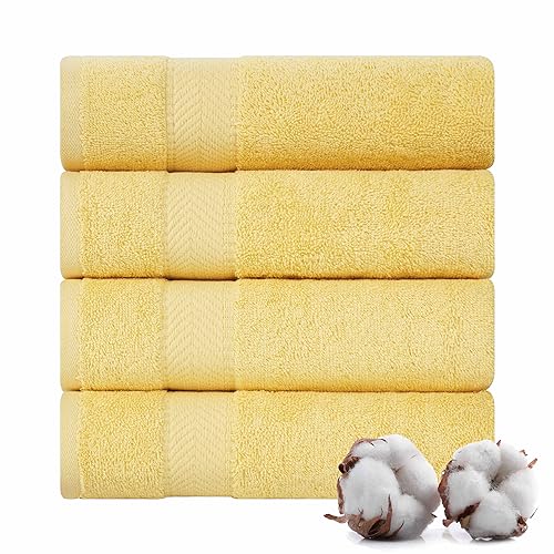 TEXTILOM 100 % türkische Baumwolle, 4-teiliges Handtuch-Set, luxuriöse Handtücher für Badezimmer, weiche und saugfähige Badezimmer-Handtücher-Set (40,6 x 71,1 cm), Gelb von TEXTILOM