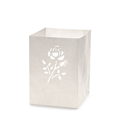6 x Lichttüten / Decolights Miniatur "Rose" (Weiß / 16 x 11 x 11 cm) NICHT ENTFLAMMBAR von TEXTIMO