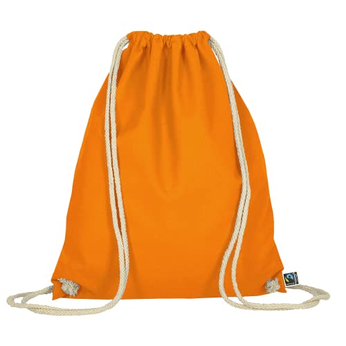 TEXXILLA Turnbeutel in 14 Farben aus Fairtrade-zertifizierter Baumwolle | mit robusten Zugbändern | 38x46cm | Einkaufstasche | unbedruckt, Farbe:Mandarin von TEXXILLA