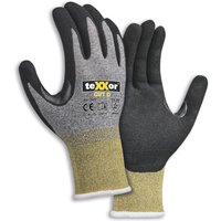teXXor® Schnittschutz-Strickhandschuhe CUT D, Grau-meliert/Gelb/Schwarz von TEXXOR