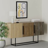Tontini Sideboard 3 Türen Farbe Eiche Nussbaum und dunkler Kaffee 150 cm von TEZETA