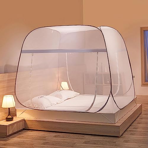 Moskitonetzhalter Bett Luxus-Moskitonetz-Popup-Zelt, für Twin- Bis King-Size-Bettzelt | Insektennetz, Überdachung Im Freien, Campingzelt, Insektenschutz, Ultraleicht, Faltbares Design von TEmkin