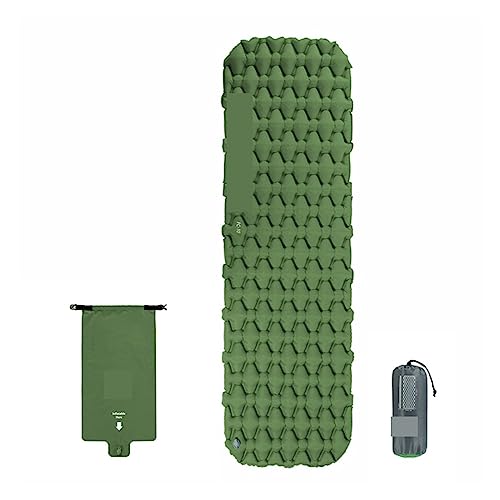 TEmkin Campingmatte, aufblasbare Matratze, Ultraleicht, kompakte Luftmatte, Einzel-Isomatte, Reise-Klappbett, tragbare Campingmatte, bequem (grün mit Airbag) von TEmkin