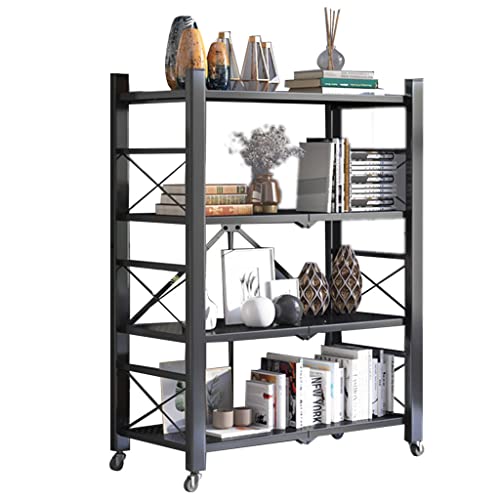 TEmkin Faltbares Lagerregal mit 2–5 Ebenen auf Rädern, Regalständer aus Stahl, für die Organisation von Werkzeugen in Küche, Garage und Waschküche (A 100 x 36 x 125 cm) von TEmkin