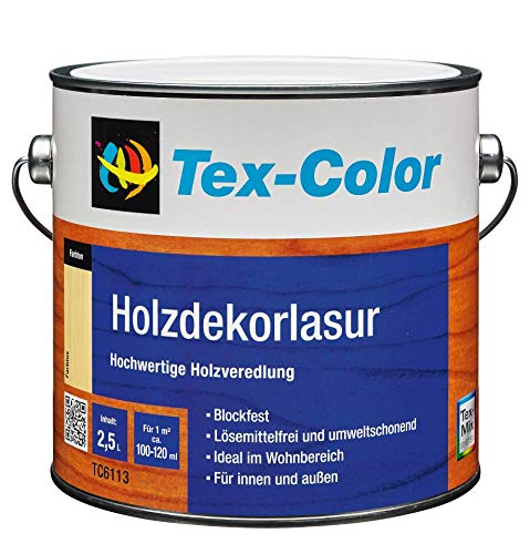 Tex-Color TC6113 Holzdekorlasur Seidenglänzende, 0,75 L Farbwahl innen/außen, Farbe:Weiß von TEx Color