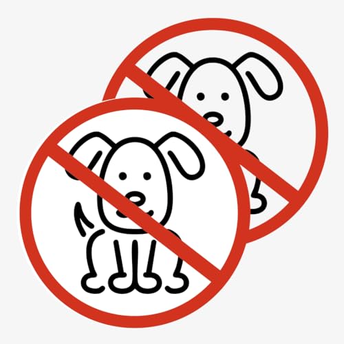 Aufkleber 2er-Set – Verbotsschilder für Innen & Außen – selbstklebend & wetterfest – z. B. Keine EC-Zahlung, Kein Essen, Keine Hunde, Videoüberwachung (verschiedene Motive wählbar) (Hunde) von TF Skins
