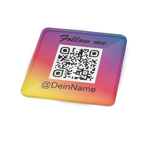 Social Media Acryl Aufsteller rund 10cm mit QR Code Link für Firmen Unternehmen Marken Sticker personalisiert für Auto Bus Schaufenster Theke Marketing Werbung (Eckig 10cm) von TF Skins