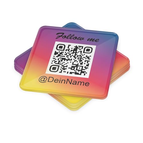 Social Media Acryl Aufsteller rund 10cm mit QR Code Link für Firmen Unternehmen Marken Sticker personalisiert für Auto Bus Schaufenster Theke Marketing Werbung (Eckig 10cm 4St) von TF Skins