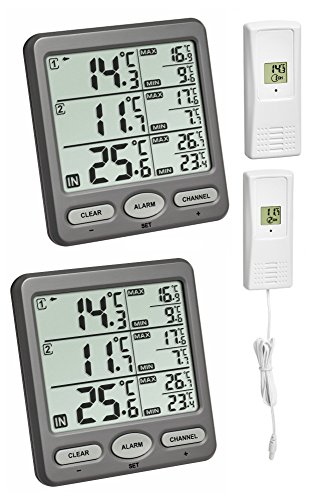 Funk-Thermometer Trio Spezial TFA 30.3062.SP Funkthermometer Raumtemperatur Überwachung (anthrazit 30.3062.10.SP) von TFA Dostmann