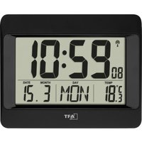 Tfa Dostmann - 60.4519.01 Funk Wanduhr 215 mm x 26 mm x 160 mm Schwarz Großes Display von TFA Dostmann
