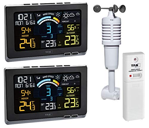 Funk-Wetterstation Spring Breeze Plus TFA 35.1140.01.Plus Sparset mit 2 Farb Displays und Zusatzsender von TFA Dostmann