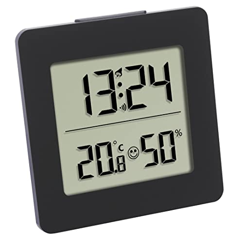 TFA Dostmann Digitales Thermo-Hygrometer, 30.5038.01, zur Raumklimakontrolle, Innentemperatur und Luftfeuchtigkeit, schwarz,L 94 x B 37 x H 94 mm von TFA Dostmann