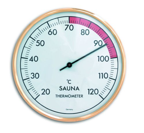 TFA Dostmann Analoges Sauna Thermometer, 40.1011, hitzebeständige Materialien, für verschiedene Sauna-Arten geeginet, große, gut ablesbare Skala, gold von TFA Dostmann
