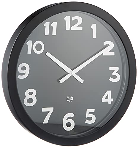 TFA Dostmann XL Funk-Wanduhr analog, 60.3506, mit Metallrahmen, groß, modern, gut ablesbar, schwarz von TFA Dostmann