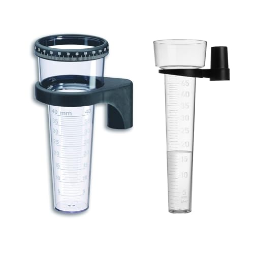 TFA Dostmann 2er Set Analoger Regenmesser (47.1001 + 47.1015), wetterfest, Niederschlagsmesser für den Garten, robust, klar, ohne Erdspieß, schwarz von TFA Dostmann