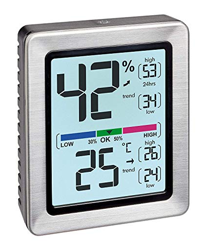 TFA Dostmann 30.5047.54 EXACTO Digitales Thermo-Hygrometer, besonders genau mit Präzisionssensor (Edelstahl mit Batterie) von TFA Dostmann