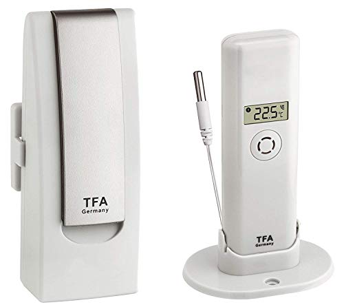 TFA Dostmann 31.4011.02 Weatherhub Observer Web Monitoring System mit Temperatursender mit wasserfestem Kabelfühler (Weiss mit Batterien) von TFA Dostmann