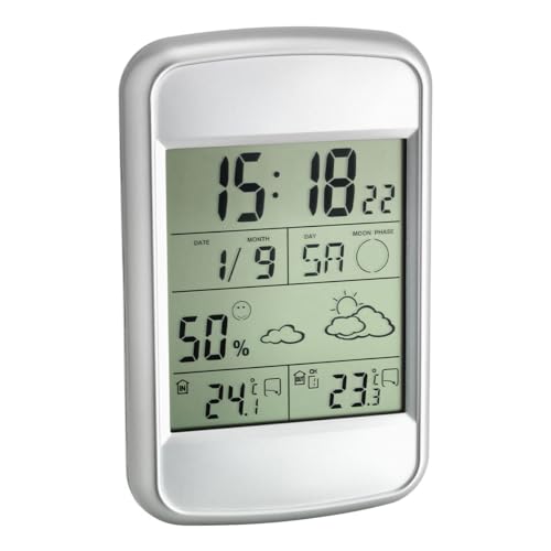 TFA Dostmann 35.1123 Look Funk-Wetterstation, Außentemperatur, Innentemperatur, Luftfeuchtigkeit, Temperaturalarm, Uhrzeit, Mondphasen,(L) 85 x (B) 24 -55 x (H) 135 mm von TFA Dostmann