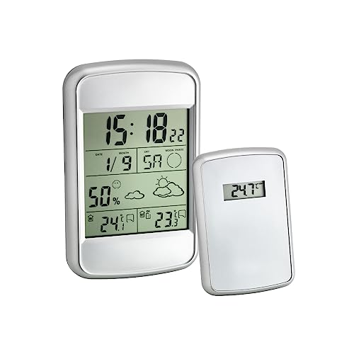 TFA Dostmann 35.1123 Look Funk-Wetterstation, Außentemperatur, Innentemperatur, Luftfeuchtigkeit, Temperaturalarm, Uhrzeit, Mondphasen,(L) 85 x (B) 24 -55 x (H) 135 mm von TFA Dostmann