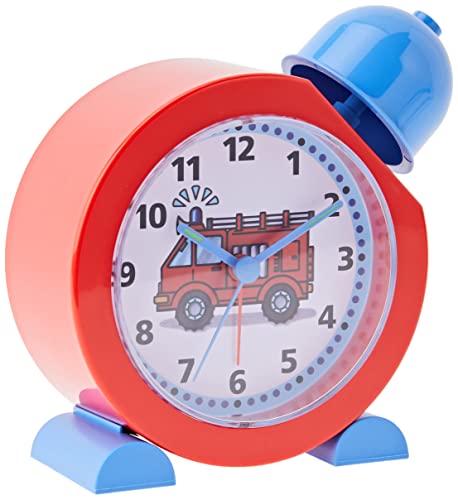 TFA Dostmann Analoger Kinderwecker TatüTata, 60.1011.05, Feuerwehr Uhr, für Kinder, analog, einfache Bedienung, Rot, L158 x B68 x H173 mm von TFA Dostmann
