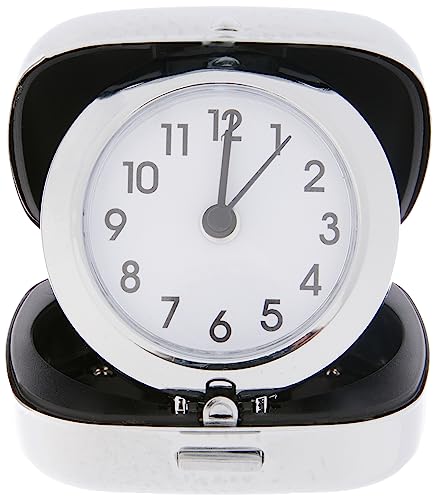 TFA Dostmann Analoger Reisewecker, 60.1012, mit Metallbox für unterwegs, Quarzuhr, silber, (L) 65 x (B) 70 x (H) 27 (70) mm, Edelstahloptik von TFA Dostmann