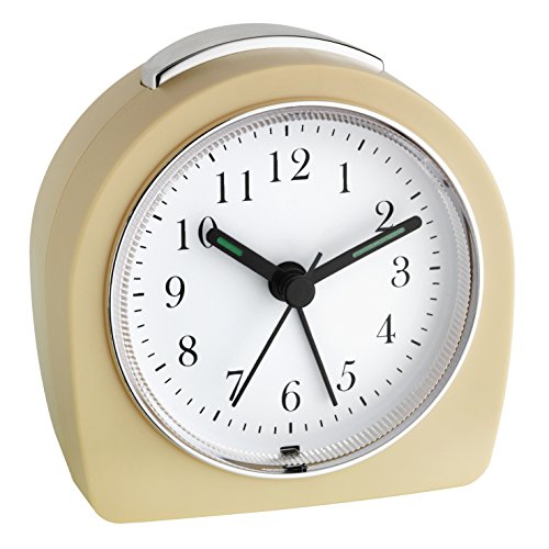 TFA Dostmann Analoger Wecker, 60.1021, leises Uhrwerk, Alarm mit Snooze-Funktion, Hintergrundbeleuchtung, beige, L 87 x B 55 x H 90 mm von TFA Dostmann