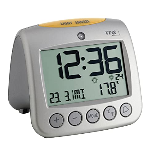 TFA Dostmann Sonio Digitaler Funk-Wecker, 60.2514, mit Temperaturanzeige, Wochentag und Datum, 11,2 x 9,8 x 11 cm, silber, Kunststoff TFA Dostmann Sonio Digitaler Funk-Wecker, 60.2514, mit Temperaturanzeige, Wochentag und Datum, 11,2 x 9,8 x 11 cm, silber, Kunststoff von TFA Dostmann