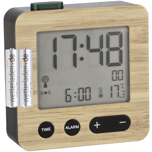 TFA Dostmann 60.2545 Digitaler Funkwecker mit Innentemperatur… (Holzoptik mit Batterien) von TFA Dostmann