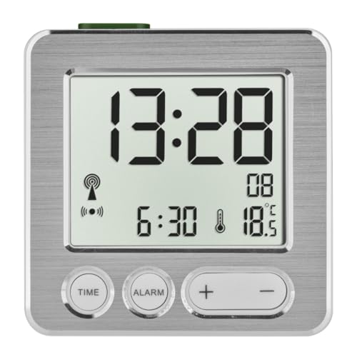 TFA Dostmann 60.2545.54 Digitaler Funk-Wecker, Kunststoff, Weiß/Silber, L 66 x B 22 x H 68 mm von TFA Dostmann