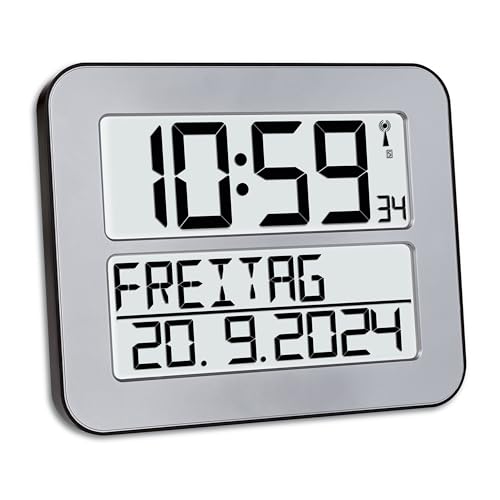 TFA Dostmann TimeLine Max Funkuhr, Wanduhr, digital, mit Wochentag und Weckfunktion, silber, 60.4512.54 TFA Dostmann TimeLine Max Funkuhr, Wanduhr, digital, mit Wochentag und Weckfunktion, silber, 60.4512.54 von TFA Dostmann