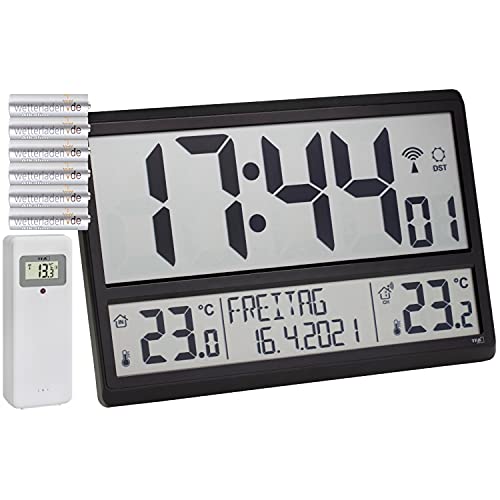 TFA Dostmann Digitale XL Wanduhr, 60.4521.01 (Schwarz mit Batterien) von TFA Dostmann