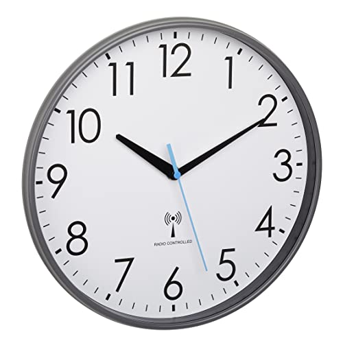 TFA Dostmann Analoge Funk-Wanduhr, 60.3549.10, mit Kunststoffrahmen, 30cm Durchmesser, Küchenuhr, Blauer Sekundenzeiger, weiß-grau TFA Dostmann Analoge Funk-Wanduhr, 60.3549.10, mit Kunststoffrahmen, 30cm Durchmesser, Küchenuhr, Blauer Sekundenzeiger, weiß-grau von TFA Dostmann