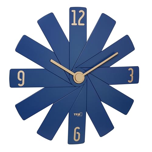 TFA Dostmann Analoge Wanduhr Clock in The Box, 60.3020.06, geräuscharmes Uhrwerk, exklusiv für designt, zum Zusammenstecken, Wohnaccessoire, Designeruhr, mit Video-Anleitung, Geschenkidee, blau von TFA Dostmann