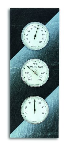 TFA Dostmann 20.3018 Analoge Wetterstation, aus Schiefer, Barometer, Therometer, Hygrometer, L 140 x B 40 x H 370 mm von TFA Dostmann