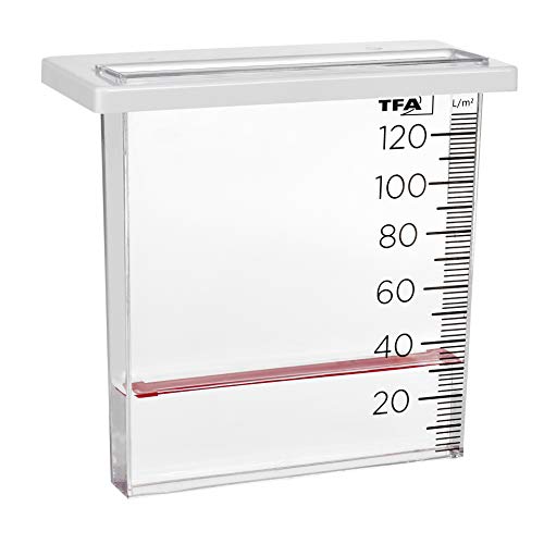 TFA Dostmann Regenmesser Analoger Niederschlagsmesser, 47.1014, mit rotem Schwimmer, präzise Regenmengenanzeige, wetterfest, einfache Montage an Zaun & Geländer von TFA Dostmann