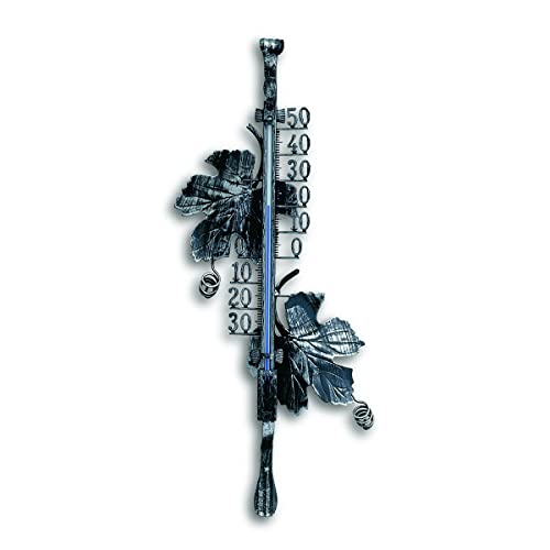 TFA Dostmann Analoges Außenthermometer, 12.5004, aus Schmiedeeisen, 38,5cm hoch, mit handgeschmiedeten Weinblätter, inkl Befestigungsmaterial, altzinn TFA Dostmann Analoges Außenthermometer, 12.5004, aus Schmiedeeisen, 38,5cm hoch, mit handgeschmiedeten Weinblätter, inkl Befestigungsmaterial, altzinn von TFA Dostmann