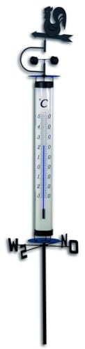 TFA Dostmann Analoges Gartenthermometer, mit Wetterhahn und Windrad, Erdspieß zum Einstecken, wetterfest von TFA Dostmann