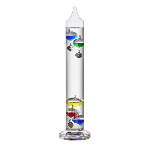 TFA Dostmann Analoges Glasthermometer Galileo Galilei, 18.1016, Flüssigkeitsthermometer, 33cm, Innentemperatur messen, einfaches Ablesen, silberne Temperaturmarken, Dekoobjekt, 18 bis 26°C, bunt von TFA Dostmann